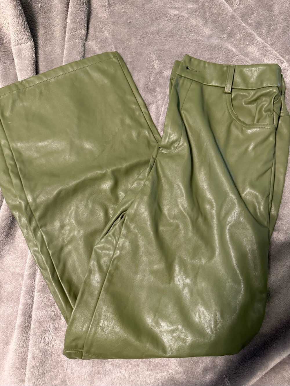Women’s Olive Green Leather Pants